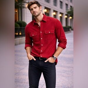 Original Penguin Men's Rich Red Casual Button Down Shirt